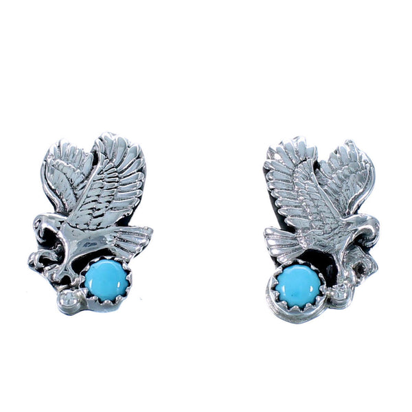 Sterling Silver Navajo Turquoise Eagle Post Earrings SX111833